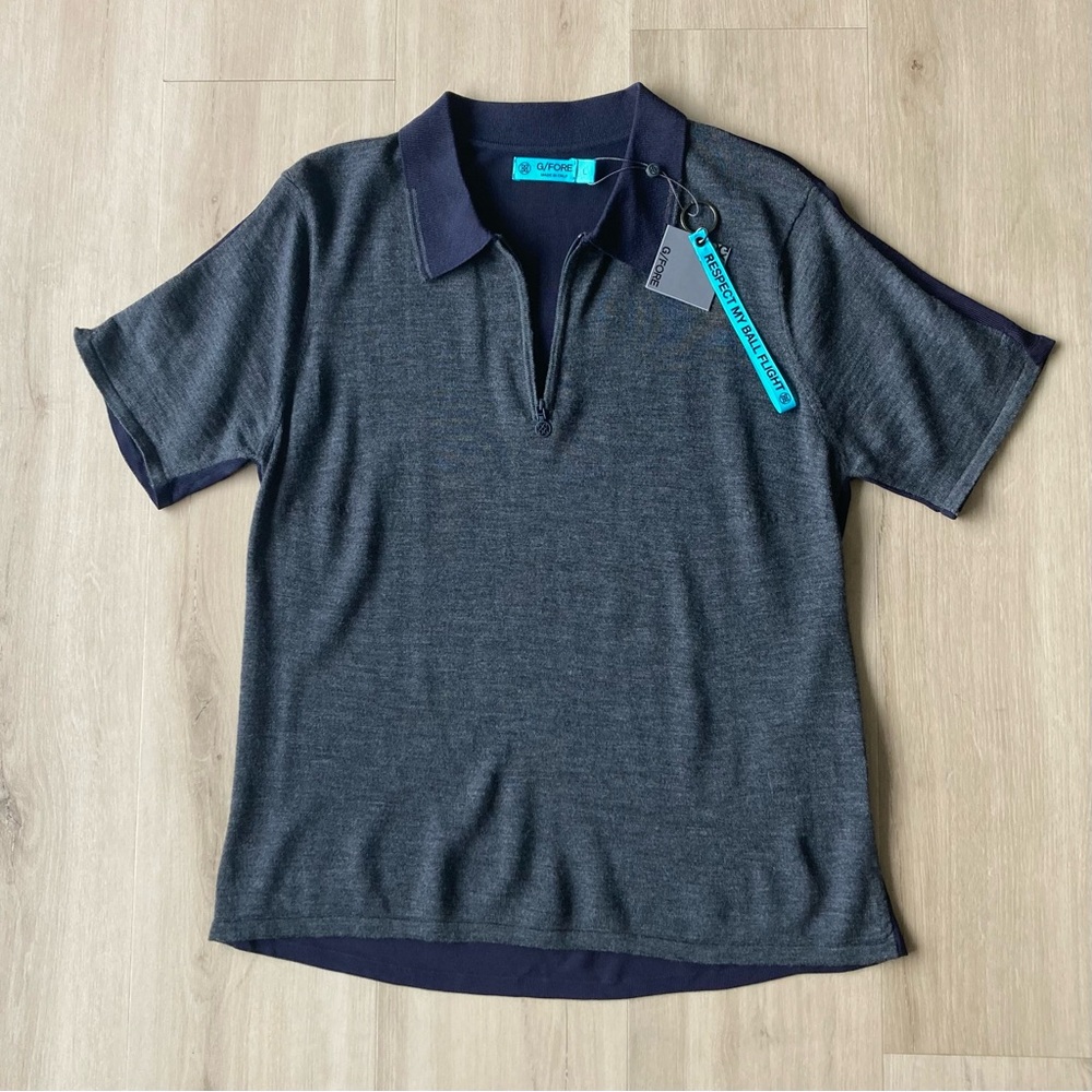 G/FORE Gray and Blue Fitted Polo Tee